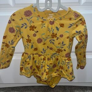 Carter’s long sleeve floral mustard onesie
